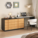 Modern L-Shaped Writing Desk with 8 Drawers, Large Computer Desk