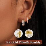 YOIHUR Small Gold Huggie Hoop Earrings Set for Women, 14K Gold Plated Chunky Hypoallergenic Stack Cartilage Earrings, 3 pcs Dainty Cute Multiple Piercing Trendy Jewelry Festival's Day Gifts for Women