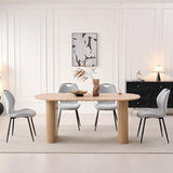 Lecafur HL Boucle Dining Chair with Built-in Handle Metal Legs, Grey