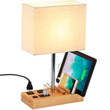 Dreamholder Desk Lamp with 3 USB Charging Ports, Table Lamp with 2AC Outlets and 3 Phone Stands, Nightstand Bedside Lamp