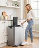 Kitchen Trash Can, 2 x 8 Gallon (2 x 30 L) Stainless Steel Trash and Recycle Bin Combo with Soft-Close Lid