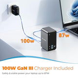 Laptop Docking Station with 2 HDMI/DP, Docking Station Dual Monitor with Power Supply 100W, 7 USB-C/A Ports