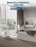 Portable Air Conditioner, 8000 BTU for Rooms Up to 350 Sq.Ft. Quiet Cooling w/Remote & 24H Timer, Energy Saving AC for Small Rooms, Bedrooms, Offices, Dormitories, White