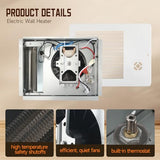 Model 174 Wall Heater with Built-In Adjustable Thermostat, Quiet Copper Motor,120/240V Hardwired Electric Space Heater,750/1500W Dual Heat