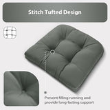 HOMELYSIAN 19x19 Outdoor Chair Cushions Set of 4, Tufted Wicker Patio Furniture Cushions, Thick Outdoor Seat Cushions for Lawn Chairs, Overstuffed and Water Resistant, Grey