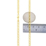 Nuragold 14k Real Yellow Gold Cuban Curb Link 3.5mm Chain Necklace