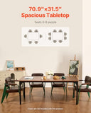 Rectangle Dining Table, 71 inch Length Large Wood Tables for 6-8 Person, Farmhouse Dinner Furniture, Rustic Conference Desk with Iron Legs