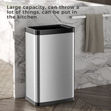 keling 25L/6 Gallon Stainless Steel Square Trash Can, Large Kitchen Garbage Can, Office Commercial Trash Bin (25L Silver)