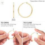 Solid 14K Gold Square-Tubed Round Hoop Earrings for Women