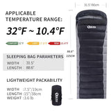 QEZER Down Sleeping Bag for Adults 600 Fill Power, Cold Weather Compact Ultralight All Seasons Sleeping Bag for Backpacking, Camping, Hiking