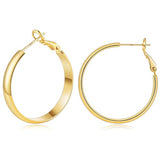 Gacimy 14K Gold Plated Hoop Earrings for Women 14k Real Gold Plated, 5mm Thick Medium Hoops Earrings for Women 30mm