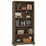 TVU 5-Tier Solid Wood Book Shelf, Floor Standing Bookcase, 65" H × 31.5" W × 11.8" D Bookshelf