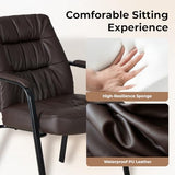 Waiting Room Guest Chair Set of 4, 500lbs Leather Ergonomic Office Desk Reception Chair No Wheels