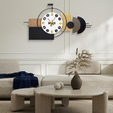 Anmotpe Luxury Modern Wall Clocks-Large Geometric Dial Wall Clock Battery Operated,Wood Metal Frame Big Clock Silent Non Ticking for Living Room, Bedroom,Kitchen,Office -42X21.6 Inch