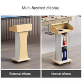 Podium Lectern Stand, Wooden Podium Stand with Wheels, Stable Pulpit with Privacy Pane