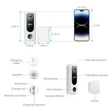 Doorbell Camera Wireless No Subscription - 2K Video Doorbell Wireless with Chime, 2 Way Audio, 30s Voice Message