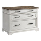 Ashford & Sons 42" Wood Lateral File Cabinet, Knotty Oak Veneer, Rustic White