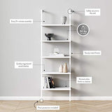 Nathan James Theo 5-Shelf Modern Bookcase, Open Wall Mount Ladder Bookshelf with Industrial Metal Frame