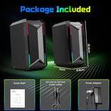 Computer Speakers for Music and Gaming, DC Adapter Powered Speakers for Desktop PC or Laptop