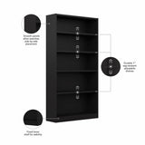 Bush Home Tall 5 Shelf Bookcase, 5 Tier Bookshelf Storage Cabinet with Adjustable Shelves for Living Room