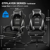 GTPLAYER Gaming Chair with Footrest, Big and Tall Game Chair 350lb Racing Style Computer Chair, Light Gray