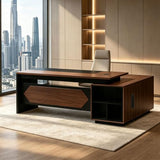 LBCZJYX Executive L Shaped Desk with Drawers, Large Wood Office Furniture for Home Office and Business Workspace