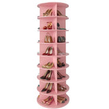 SpaceAid 8 Tier Rotating Shoe Rack Tower, Spinning Shoe Display Lazy Susan, Revolving 360 Shoe Rack Storage Round Carousel, Vertical Handbag Rotate Shoes Closet Organization (8-Tier Pink)
