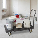 Akro-Mils Versa/Deck Push Dolly Cart with Wheels, Reinforced Plastic Platform Hand Truck with Removable Handle