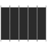 Zexlorith 5-Panel Room Divider, Fabric Partition Screen Black 98.4x78.7 in