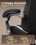 LUCKRACER Big and Tall Gaming Chair, 350Lbs Heavy Duty Office Chairs High Back Computer Chairs with Foot Rest Wide Cushion Lumbar Support Desk Chair Comfy for Adults Breathable Fabric, Light-Black