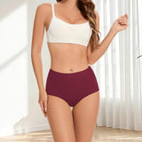 CleainKorte Plus Size Cotton Underwear for Women High Waisted Briefs Full Coverage Underwear Breathable 5 Pack 2XL