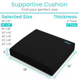 Vive Wheelchair Cushion - Gel Seat Pad for Coccyx, Orthopedic Back Support, Sciatica & Tailbone Pain Relief - Waterproof Cover