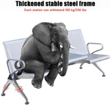 Office Guest Reception Chair with Table and Arms, Lobby Steel Reception Bench