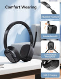 Wireless Headset with Mic for Work, V6.0 Bluetooth Headset with AI Noise-Cancelling Microphone & USB-A Dongle