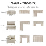 Modular Sectional Sofa Couches for Living Room,160inch Linen Cloud Couch with Storage Ottoman