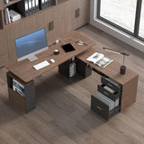 JOMEED 63" L Shaped Executive Standing Desk with Power Outlets and Privacy Panel