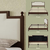 King Size Bed Frame with 50.2" Tall Upholstered Headboard, Walnut
