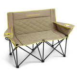 FanttikOutdoor Zeta L11 Duo Pro Double Camping Chair, 2 Person Portable Folding Couch, High Strength Loveseat with Cup Holder & Carry Bag for Travel, Games, BBQ, Backyard, Support up to 600 lbs, Khaki
