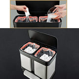 Outdoor Trash Cans Bins 2 Bin Foot Pedal Trash Can with Lid Stainless Steel Trash Bin