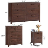 Joaxswe Farmhouse Dresser and Nightstand Sets 4 Piece, Walnut