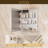 TETOTE 48 x 32 Lighted Bathroom Medicine Cabinet with Adjustable Shelves, Silver Aluminum Cabinet, Anti-Fog