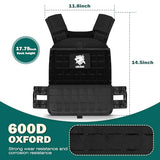 Adjustable Weighted Vest for Men Women – Tactical Vest for Rucking, HIIT & CrossFit, Fits 10x12 Plates, 600D Breathable, Weights Not Included