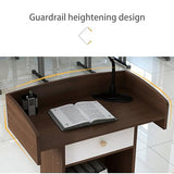 Curved Metal Lectern Podium Stand with Drawer - Floor Standing Wooden Podium for Conference