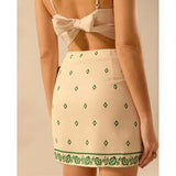 Talakeno Womens Summer Floral Wrap Short Skirt Tie Side High Waist A Line Beach Vacation Boho Mini Skirt (Sage Green, M)