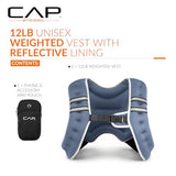 CAP 12LB Weighted Vest Blue – Unisex Workout Vest with Reflective Stripes, Phone Pouch, and Adjustable Fit for Walking, Running, Cardio, Strength Training