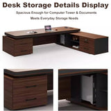 ZYUHANG 94 inch Luxury L Shaped Executive Desk with 4 Drawers