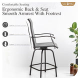 Sophia & William Swivel Bar Stools Set of 2, Bar Height Chairs, Outdoor Bar Chairs, High Top Patio Chairs, Supports 300 lbs (Grey Fabric)