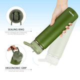 HydroQuin 24 OZ Water Bottle with Straw, Stainless Insulated Steel Waterbottle with Comfort Grip Handle,Keep Cold Water Bottles for Camping Sports Office Daily Use