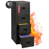 FireKing Turtle Vertical 4 Drawer Fire Rated File Cabinet, Black