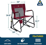 GCI Outdoor Freestyle Rocker Camping Chair | Portable Folding Rocking Chair with Solid, Durable Armrests, Drink Holder & Comfortable Backrest — Cinnamon